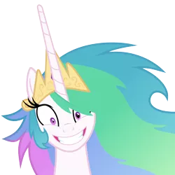 Size: 6000x6000 | Tagged: safe, artist:magister39, derpibooru import, princess celestia, pony, absurd resolution, female, grin, insanity, looking at you, mare, messy mane, mismatched eyes, rapeface, simple background, smiling, snaplestia, solo, transparent background, vector, wide eyes, yandere