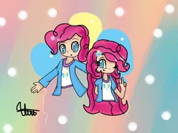 Size: 640x480 | Tagged: artist:cristalprincesa, bubble berry, bubblepie, clothes, derpibooru import, female, happy, human, humanized, male, pinkie pie, pose, rule 63, safe, selfcest, self ponidox, shipping, straight