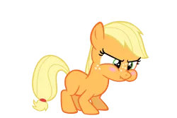 Size: 900x600 | Tagged: applejack, artist:s.guri, blushing, cute, derpibooru import, edit, filly, for whom the sweetie belle toils, frown, jackabetes, puffy cheeks, safe, scrunchy face, simple background, solo, transparent background, vector, younger