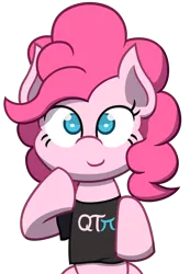 Size: 1560x2250 | Tagged: safe, artist:redenchilada, derpibooru import, pinkie pie, pony, clothes, cute, diapinkes, looking at you, no pupils, pi, qt, shirt, simple background, solo, transparent background