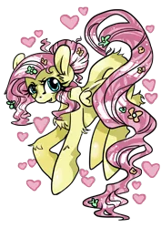 Size: 2480x3508 | Tagged: safe, artist:sk-ree, derpibooru import, fluttershy, pegasus, pony, alternate hairstyle, female, heart, mare, simple background, solo, transparent background