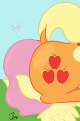 Size: 1027x1558 | Tagged: suggestive, artist:quarantinedchaoz, derpibooru import, applejack, fluttershy, earth pony, pegasus, pony, applebutt, appleshy, butt, dock, faceful of ass, facesitting, female, femdom, flutterseat, grass, lesbian, mare, muffled moaning, plot, prize on the eyes, shipping, sitting, sitting on, sitting on pony, sky, the ass was fat, these aren't my glasses