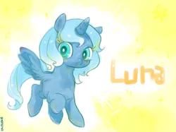 Size: 750x560 | Tagged: artist:mirululu, derpibooru import, filly, princess luna, safe, solo, woona