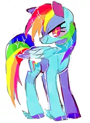 Size: 467x640 | Tagged: artist:kunaike, derpibooru import, hooves, rainbow dash, safe, solo, sparkles, unshorn fetlocks, wingding eyes