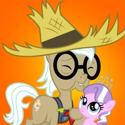 Size: 1023x1029 | Tagged: safe, artist:punzil504, derpibooru import, diamond tiara, stinkin' rich, earth pony, pony, 5-year-old, cute, diamondbetes, elderly, female, filly, glasses, great grandfather and great grandchild, great grandfather and great granddaughter, male, stallion, younger