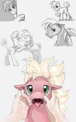 Size: 1200x1935 | Tagged: safe, artist:gsphere, derpibooru import, big macintosh, trenderhoof, earth pony, pony, gay, hand, kissing, male, male pov, offscreen character, open mouth, pov, shipping, sketch, sketch dump, stallion, trendermac