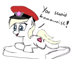 Size: 522x433 | Tagged: safe, artist:anonymous, derpibooru import, oc, oc:aryanne, unofficial characters only, comic, communism, mattress, nazi, solo, swastika, tongue out