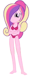 Size: 2400x5800 | Tagged: suggestive, artist:cool77778, derpibooru import, edit, edited edit, editor:slayerbvc, princess cadance, equestria girls, barefoot, bra, breasts, clothes, equestria girls-ified, feet, female, heart, heart print underwear, panties, simple background, solo, solo female, transparent background, underwear, underwear edit, vector