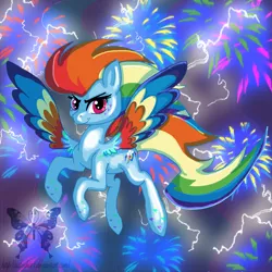 Size: 3500x3500 | Tagged: safe, artist:shimmycocopuffssx1, derpibooru import, rainbow dash, pegasus, pony, saiyan, dragon ball z, female, image, jpeg, looking at you, mare, rainbow power, solo, super saiyan