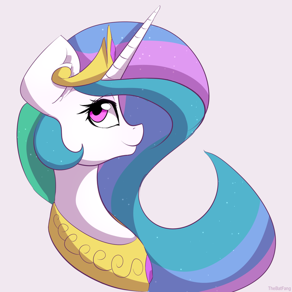 Size: 1750x1750 | Tagged: artist:thebatfang, derpibooru import, looking up, portrait, princess celestia, safe, smiling, solo