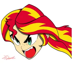 Size: 1600x1440 | Tagged: safe, artist:jamesdijit, derpibooru import, sunset shimmer, equestria girls, floating head, solo