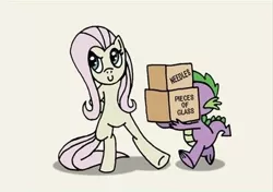 Size: 477x336 | Tagged: abuse, artist:niban-destikim, cropped, derpibooru import, discorded, flutterbitch, fluttershy, safe, spike, spikeabuse, the return of harmony, this will end in pain, this will end in tears