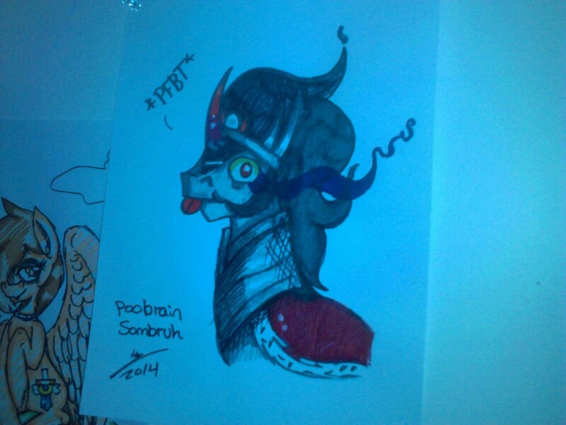 Size: 1280x960 | Tagged: artist:beerdog, derpibooru import, king sombra, poo brain, safe, traditional art