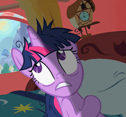 Size: 775x720 | Tagged: animated, clock is ticking, cropped, derpibooru import, edit, edited screencap, faic, floppy ears, image macro, insanity, lesson zero, meme, safe, screencap, solo, this will not end well, twilighting, twilight snapple, twilight sparkle, we're all doomed