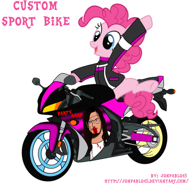 Size: 1200x1166 | Tagged: artist:jonpablo45, derpibooru import, motorcycle, pinkie pie, safe, solo