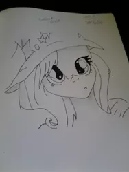 Size: 1536x2048 | Tagged: safe, derpibooru import, trixie, pony, unicorn, confused, female, mare, monochrome, portrait, solo, traditional art