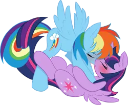 Size: 3559x2917 | Tagged: safe, artist:ambris, artist:barrfind, derpibooru import, rainbow dash, twilight sparkle, twilight sparkle (alicorn), alicorn, pony, blushing, female, holding, kissing, lesbian, mare, shipping, simple background, transparent background, twidash