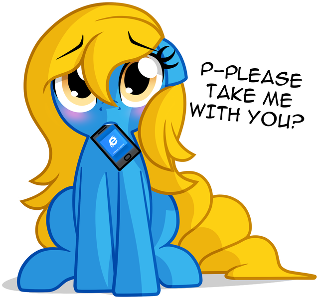 Size: 2269x2121 | Tagged: safe, artist:furrgroup, derpibooru import, oc, oc:internet explorer, ponified, unofficial characters only, earth pony, pony, begging, blushing, bronybait, browser ponies, cute, dialogue, female, floppy ears, internet explorer, internet explorer drama, looking at you, mobile phone, mouth hold, phone, sad, simple background, sitting, solo