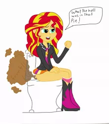 Size: 839x953 | Tagged: suggestive, artist:vx-eve-xv, derpibooru import, sunset shimmer, equestria girls, breasts, clothes, fart, fart fetish, female, panties, panties around legs, panties pulled down, solo, solo female, toilet, underwear