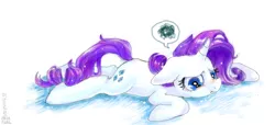 Size: 896x408 | Tagged: artist:mirululu, crying, derpibooru import, emoticon, frustrated, funny, lying down, prone, rarity, reaction image, sad, safe, simple background, solo, speech bubble