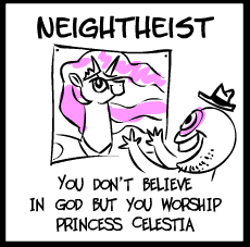 Size: 230x227 | Tagged: artist:cybersp0nge, atheism, celestia worship, cropped, derpibooru import, edit, fedora shaming, goldstein, idolatry, irony, neckbeard, pink-mane celestia, princess celestia, safe