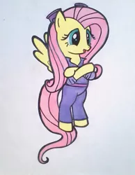 Size: 787x1014 | Tagged: artist:patridam, chip and dale rescue rangers, crossover, cute, derpibooru import, fluttershy, gadget hackwrench, safe, solo, traditional art