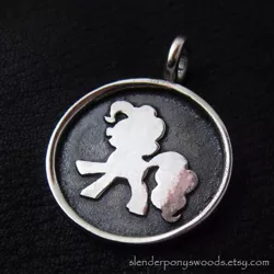 Size: 500x500 | Tagged: artist:strzygon, craft, derpibooru import, etsy, irl, jewelry, no face, pendant, photo, pinkie pie, safe, silver, solo, traditional art