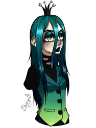 Size: 1200x1600 | Tagged: artist:nyako-shoyu, derpibooru import, human, humanized, queen chrysalis, safe, solo