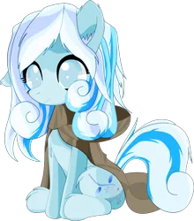 Size: 4470x5087 | Tagged: safe, artist:an-m, derpibooru import, oc, oc:snowdrop, unofficial characters only, pegasus, pony, absurd resolution, chest fluff, cloak, clothes, ear fluff, female, filly, fluffy, leg fluff, simple background, sitting, smiling, solo, transparent background, vector