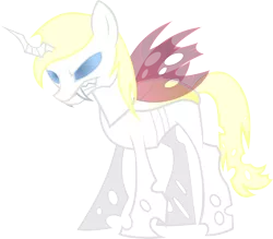 Size: 3000x2625 | Tagged: albino changeling, angry, artist:accu, blonde, changeling, changelingified, changeling oc, derpibooru import, growling, horn, oc, oc:aryanne, safe, sharp teeth, show accurate, simple background, solo, transparent background, unofficial characters only, vector, white changeling