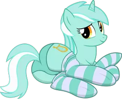 Size: 6064x4918 | Tagged: absurd resolution, artist:incognito-i, clothes, derpibooru import, female, looking at you, looking back, lyra heartstrings, panties, plot, show accurate, simple background, socks, solo, solo female, striped socks, suggestive, transparent background, underwear, vector