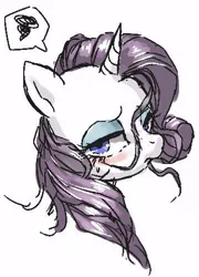 Size: 359x500 | Tagged: artist:susu, derpibooru import, messy mane, portrait, rarity, safe, simple background, solo