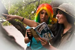 Size: 1280x854 | Tagged: artist:cayleewashere, artist:magyktrix, cosplay, daring do, derpibooru import, human, irl, irl human, photo, rainbow dash, safe