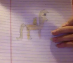 Size: 377x327 | Tagged: artist:gracie_cleopatra, blurry, derpibooru import, drawing, lined paper, oc, oc:neon music, photo, picture taken with a potato, ponysona, quality, safe, stylistic suck, traditional art, unofficial characters only