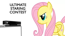 Size: 1920x1080 | Tagged: artist:flamingo1986, derpibooru import, fluttershy, kinect, safe, solo, stare, staring contest, xbox one