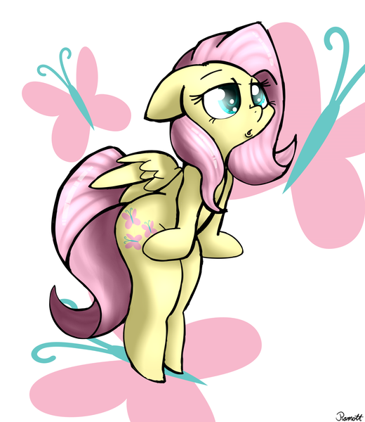 Size: 1300x1500 | Tagged: artist:ramott, derpibooru import, fluttershy, safe, simple background, solo, stoned