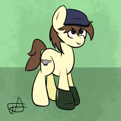 Size: 720x720 | Tagged: artist:toxxicart, boots, color, derpibooru import, digital art, hat, oc, oc:pit pone, safe, solo, tablet, tumblr, unofficial characters only