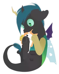 Size: 619x783 | Tagged: artist:lucky-jacky, changeling, derpibooru import, draconequus, hybrid, interspecies offspring, oc, oc:apple fangs, offspring, parent:discord, parent:queen chrysalis, parents:discolis, safe, solo, unofficial characters only