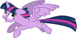 Size: 9824x4930 | Tagged: safe, artist:flutterflyraptor, derpibooru import, twilight sparkle, twilight sparkle (alicorn), alicorn, pony, absurd resolution, female, flying, mare, simple background, solo, transparent background, vector