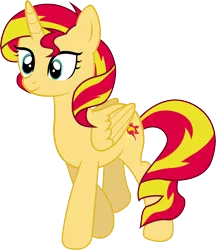 Size: 2028x2343 | Tagged: safe, artist:illumnious, derpibooru import, sunset shimmer, alicorn, pony, alicornified, princess, race swap, shimmercorn, simple background, solo, transparent background, vector