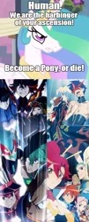 Size: 724x1800 | Tagged: context in description, crossover, derpibooru import, exploitable meme, humanity fuck yeah, kill la kill, meme, safe, tengen toppa gurren lagann, xenolestia