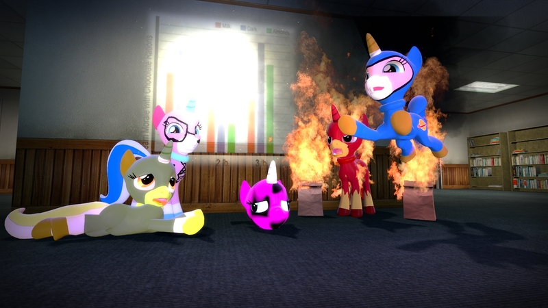 Size: 1600x900 | Tagged: 3d, angry, angry kitty, artist:crazymod122, astro kitty, biznis kitty, derpibooru import, gmod, lego, ponified, queasy kitty, safe, the lego movie, unikitty