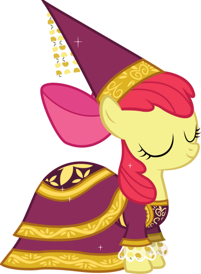 Size: 403x547 | Tagged: apple bloom, artist:zoevulpez, clothes, derpibooru import, dress, for whom the sweetie belle toils, hennin, safe, simple background, solo, svg, transparent background, vector