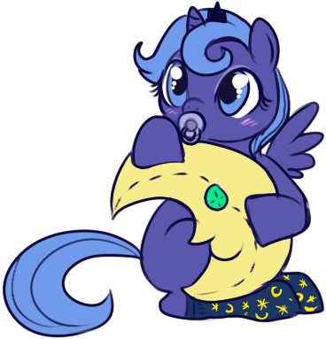 Size: 368x383 | Tagged: safe, artist:lulubell, derpibooru import, princess luna, alicorn, pony, baby, baby pony, clothes, cute, diabetes, filly, foal, lunabetes, moon, pacifier, plushie, s1 luna, simple background, socks, solo, transparent background, weapons-grade cute, woona