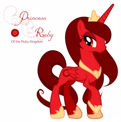 Size: 4000x4022 | Tagged: safe, artist:pantera000, artist:rainseed, derpibooru import, oc, oc:princess ruby, unofficial characters only, alicorn, pony, alicorn oc, base used, gift art, recolor, solo