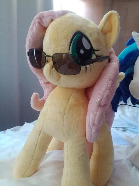 Size: 768x1024 | Tagged: derpibooru import, fluttershy, irl, nici, photo, plushie, safe, sunglasses