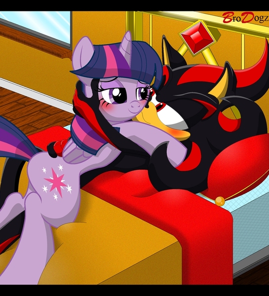 Size: 817x900 | Tagged: safe, artist:brodogz, derpibooru import, twilight sparkle, twilight sparkle (alicorn), alicorn, pony, background pony strikes again, commission, crossover, crossover shipping, female, male, mare, shadow the hedgehog, shadtwi, shipping, sonic the hedgehog (series), straight