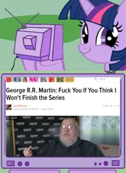 Size: 563x771 | Tagged: a song of ice and fire, derpibooru import, exploitable meme, george r.r. martin, meme, obligatory pony, safe, tv meme, twiface, twilight sparkle, vulgar