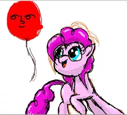 Size: 422x381 | Tagged: artist:godofsteak, balloon, derpibooru import, iscribble, le lenny face, pinkie pie, safe, solo