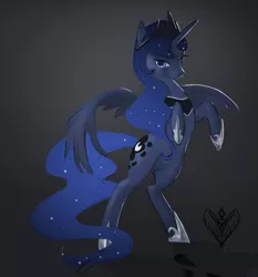 Size: 2520x2700 | Tagged: safe, artist:forgotten-wings, derpibooru import, princess luna, alicorn, pony, crown, female, hoof shoes, jewelry, mare, peytral, rearing, regalia, solo